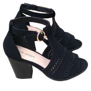 BRAIDED ANKLE STRAP CHUNKY HEEL PEEP TOE NEW IN BOX